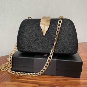 NIB Before & Ever Black Sparkle Evening Bag